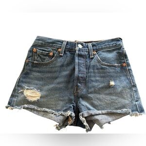Levi’s 501 High Rise Button~Fly Denim Cut Off Jean Sz 26” Waist 100% Cotton Blue
